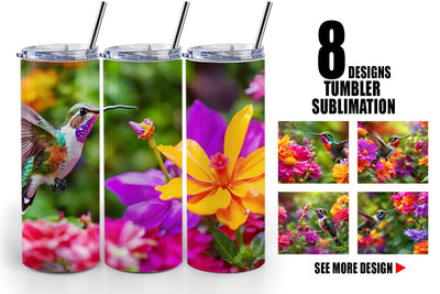 Tumbler Wrap Hummingbird and Flower Sublimation artnoy 