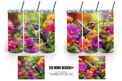 Tumbler Wrap Hummingbird and Flower Sublimation artnoy 