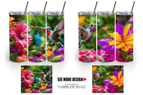 Tumbler Wrap Hummingbird and Flower Sublimation artnoy 