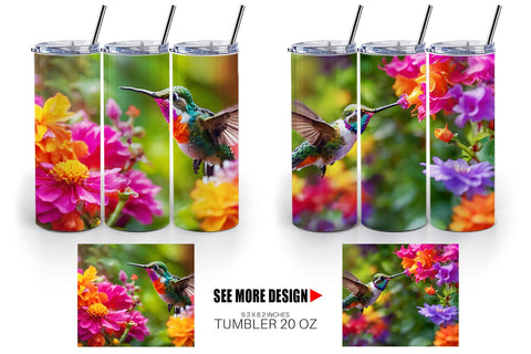 Tumbler Wrap Hummingbird and Flower Sublimation artnoy 
