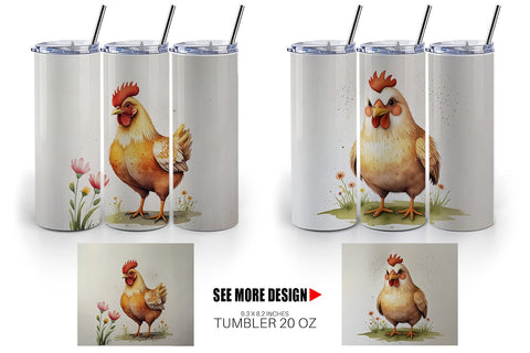 Tumbler Wrap Illustration Chicken Sublimation artnoy 