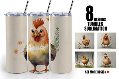 Tumbler Wrap Illustration Chicken Sublimation artnoy 