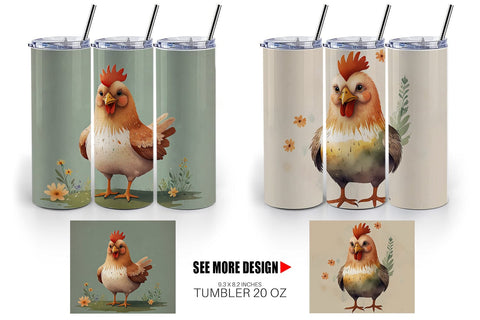 Tumbler Wrap Illustration Chicken Sublimation artnoy 