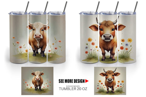Tumbler Wrap Illustration Cow Sublimation artnoy 