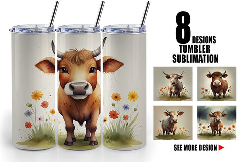 Tumbler Wrap Illustration Cow Sublimation artnoy 