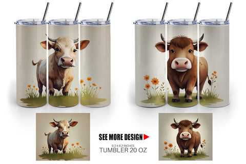 Tumbler Wrap Illustration Cow Sublimation artnoy 