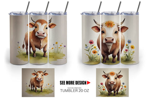 Tumbler Wrap Illustration Cow Sublimation artnoy 
