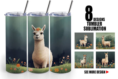 Tumbler Wrap Illustration Llama Sublimation artnoy 