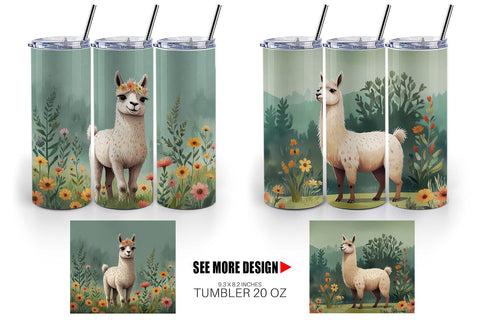 Tumbler Wrap Illustration Llama Sublimation artnoy 