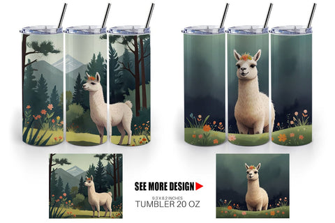 Tumbler Wrap Illustration Llama Sublimation artnoy 