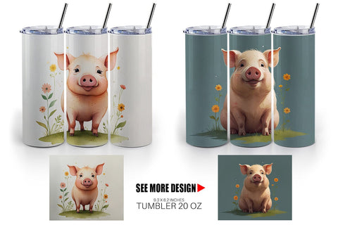 Tumbler Wrap Illustration Pig Sublimation artnoy 