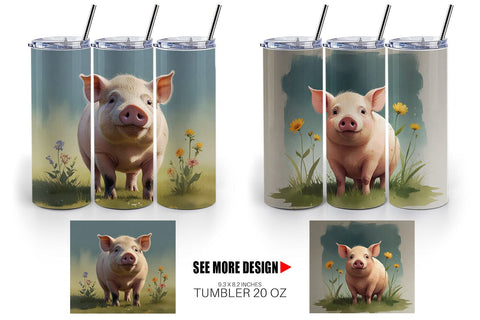 Tumbler Wrap Illustration Pig Sublimation artnoy 
