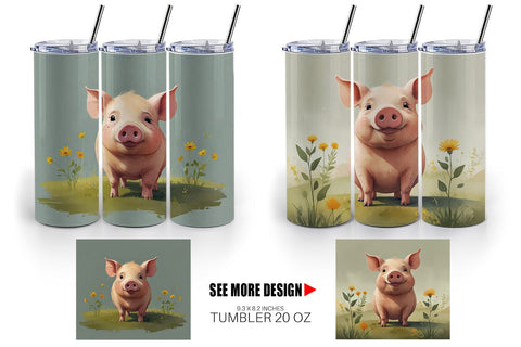 Tumbler Wrap Illustration Pig Sublimation artnoy 