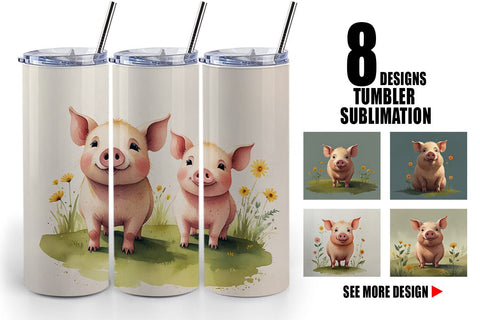 Tumbler Wrap Illustration Pig Sublimation artnoy 
