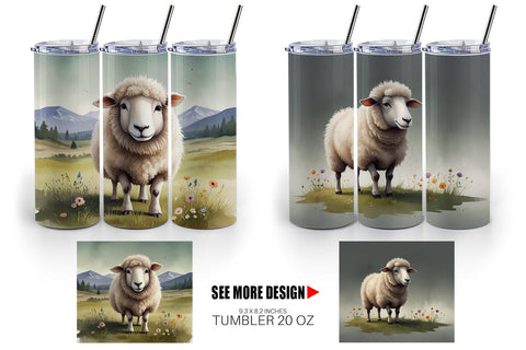 Tumbler Wrap Illustration Sheep Sublimation artnoy 