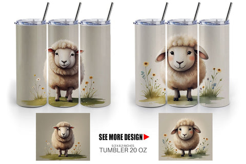 Tumbler Wrap Illustration Sheep Sublimation artnoy 