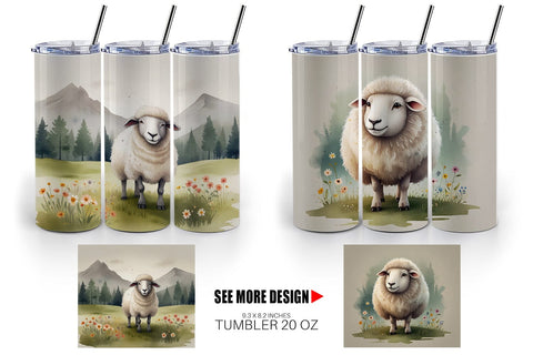 Tumbler Wrap Illustration Sheep Sublimation artnoy 