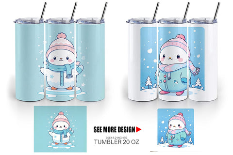 Tumbler Wrap Kawaii Winter Sublimation artnoy 