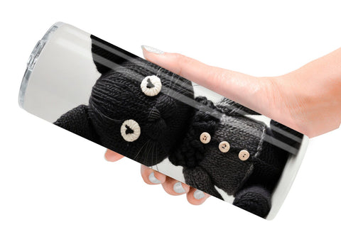 Tumbler Wrap Knitted Black Cat Sublimation artnoy 