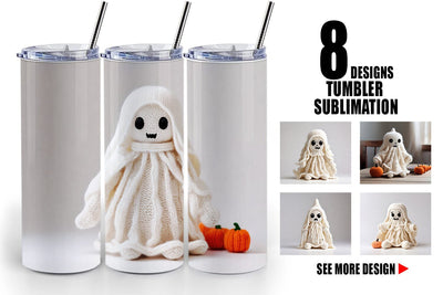 Tumbler Wrap Knitted Ghost Halloween Sublimation artnoy 