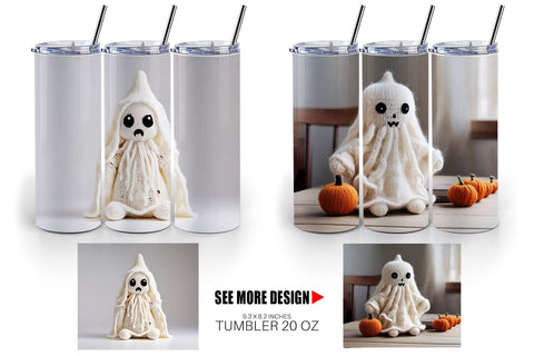 Tumbler Wrap Knitted Ghost Halloween Sublimation artnoy 