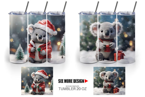 Tumbler Wrap Koala Christmas Sublimation artnoy 