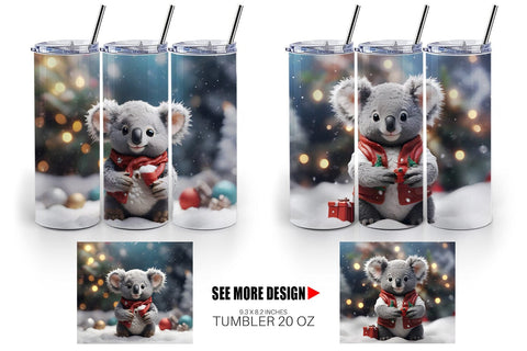Tumbler Wrap Koala Christmas Sublimation artnoy 