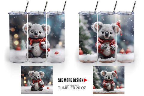 Tumbler Wrap Koala Christmas Sublimation artnoy 