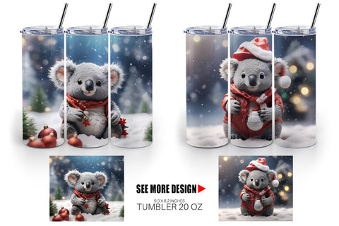 Tumbler Wrap Koala Christmas Sublimation artnoy 