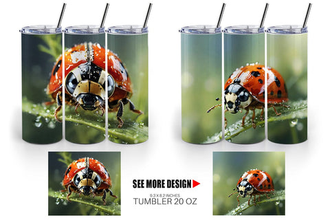 Tumbler Wrap Ladybug on grass Sublimation artnoy 