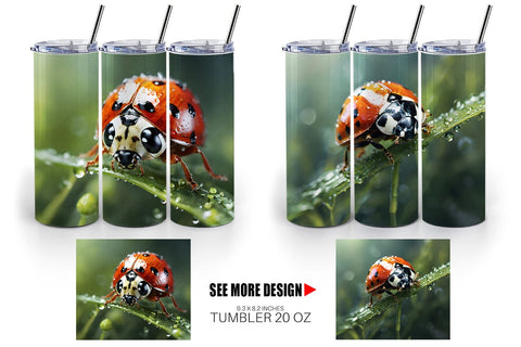 Tumbler Wrap Ladybug on grass Sublimation artnoy 