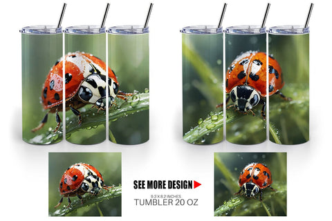 Tumbler Wrap Ladybug on grass Sublimation artnoy 