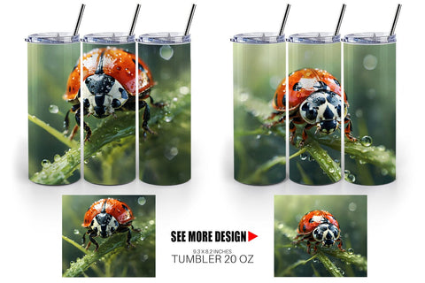Tumbler Wrap Ladybug on grass Sublimation artnoy 