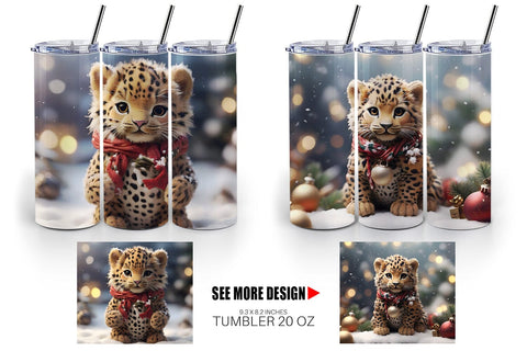 Tumbler Wrap Leopard Christmas Sublimation artnoy 