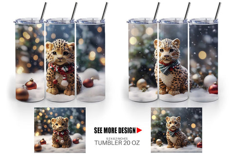 Tumbler Wrap Leopard Christmas Sublimation artnoy 