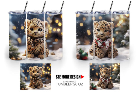 Tumbler Wrap Leopard Christmas Sublimation artnoy 