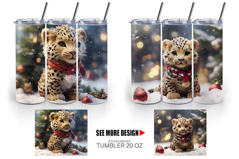 Tumbler Wrap Leopard Christmas Sublimation artnoy 