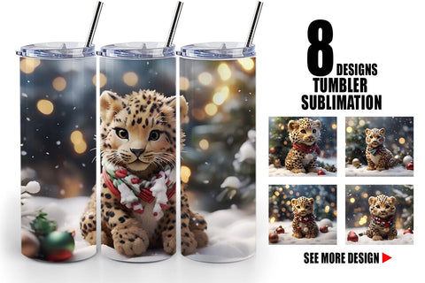 Tumbler Wrap Leopard Christmas Sublimation artnoy 