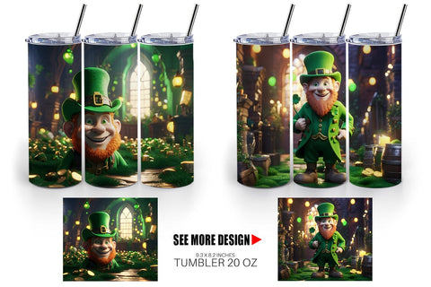 Tumbler Wrap Leprechaun Patrick's Day Sublimation artnoy 