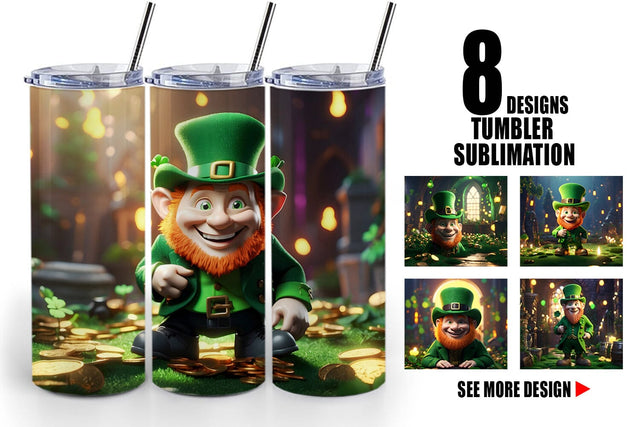Tumbler Wrap Leprechaun Patrick's Day Sublimation artnoy 