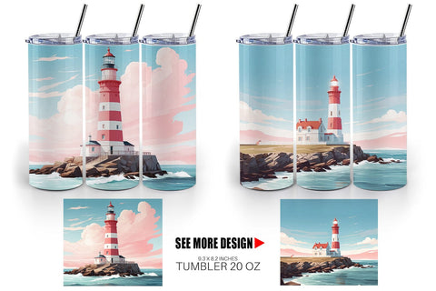 Tumbler Wrap Lighthouse Illustration Sublimation artnoy 