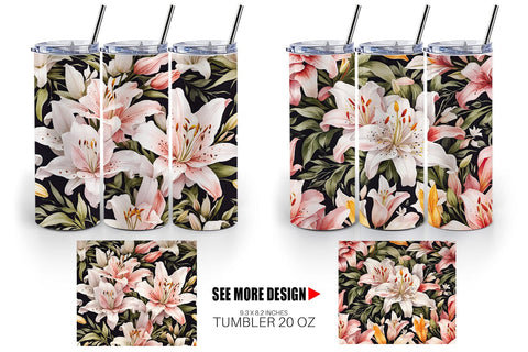 Tumbler Wrap Lily Pattern Sublimation artnoy 