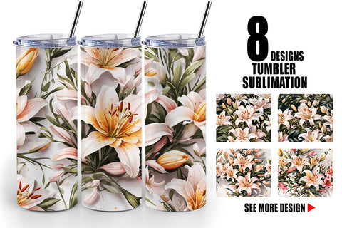 Tumbler Wrap Lily Pattern Sublimation artnoy 