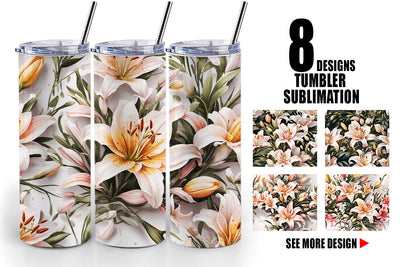 Tumbler Wrap Lily Pattern Sublimation artnoy 