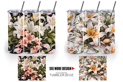 Tumbler Wrap Lily Pattern Sublimation artnoy 