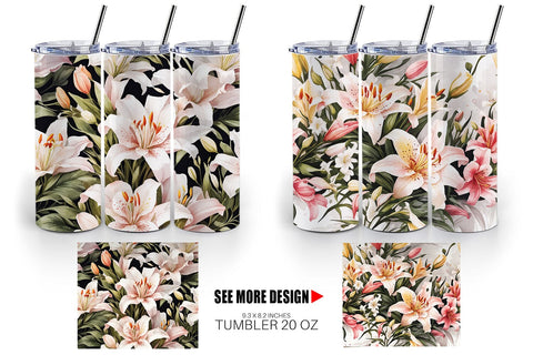 Tumbler Wrap Lily Pattern Sublimation artnoy 