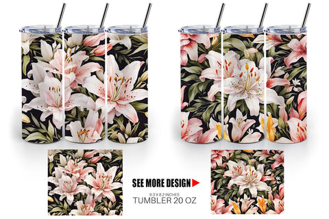 Tumbler Wrap Lily Pattern Sublimation artnoy 
