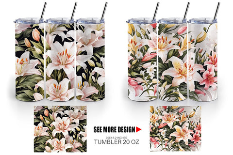 Tumbler Wrap Lily Pattern Sublimation artnoy 