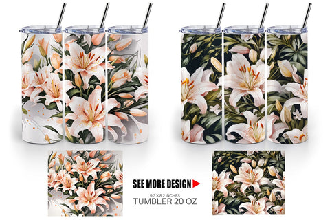 Tumbler Wrap Lily Pattern Sublimation artnoy 