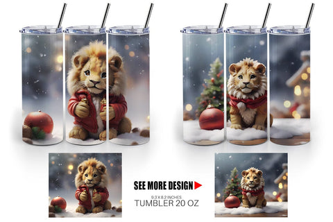 Tumbler Wrap Lion Christmas Sublimation artnoy 